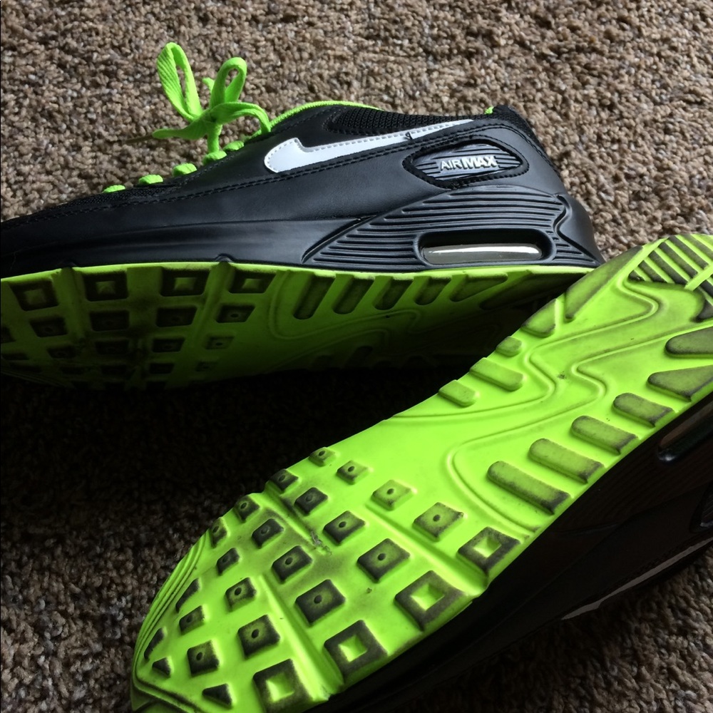 Air max 90 running shoes black, white, neon green